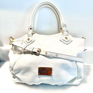 Marc Jacobs White Tote Bag with Gold Accents